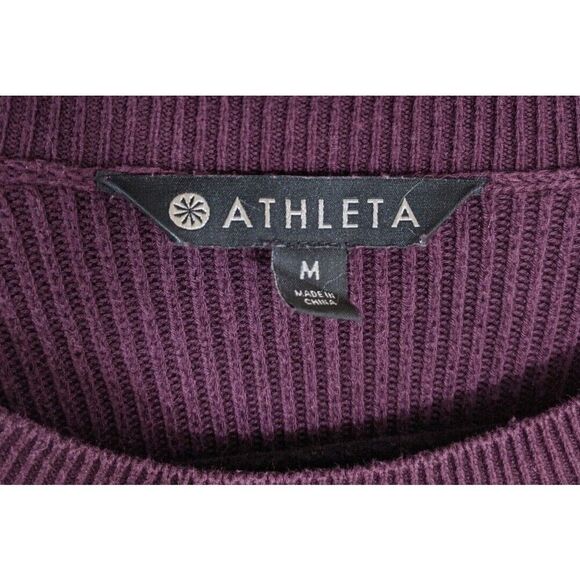 Athleta Pima Cotton Blend Crewneck Knit Asymmetrical Hem Sweater Size Medium - Picture 8 of 8